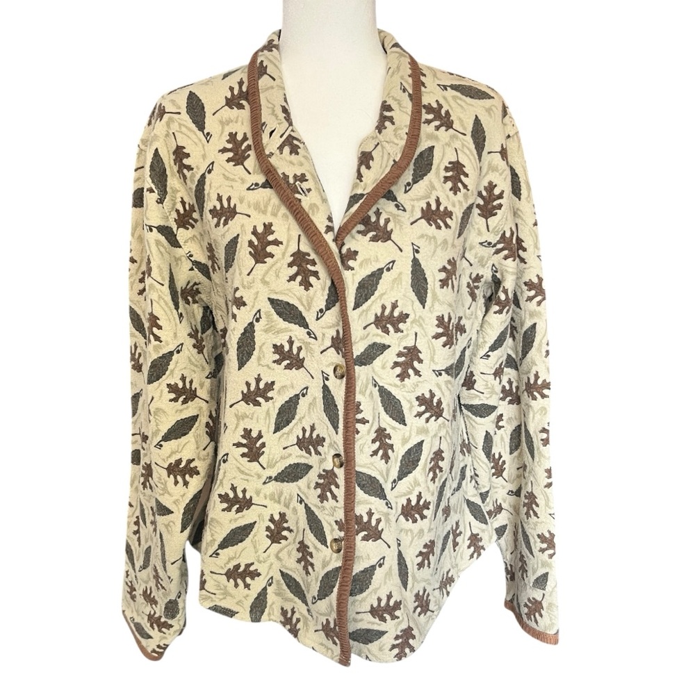 Woolrich Vintage Cotton Shacket Button Down Leaf Flannel Shirt Womens XL